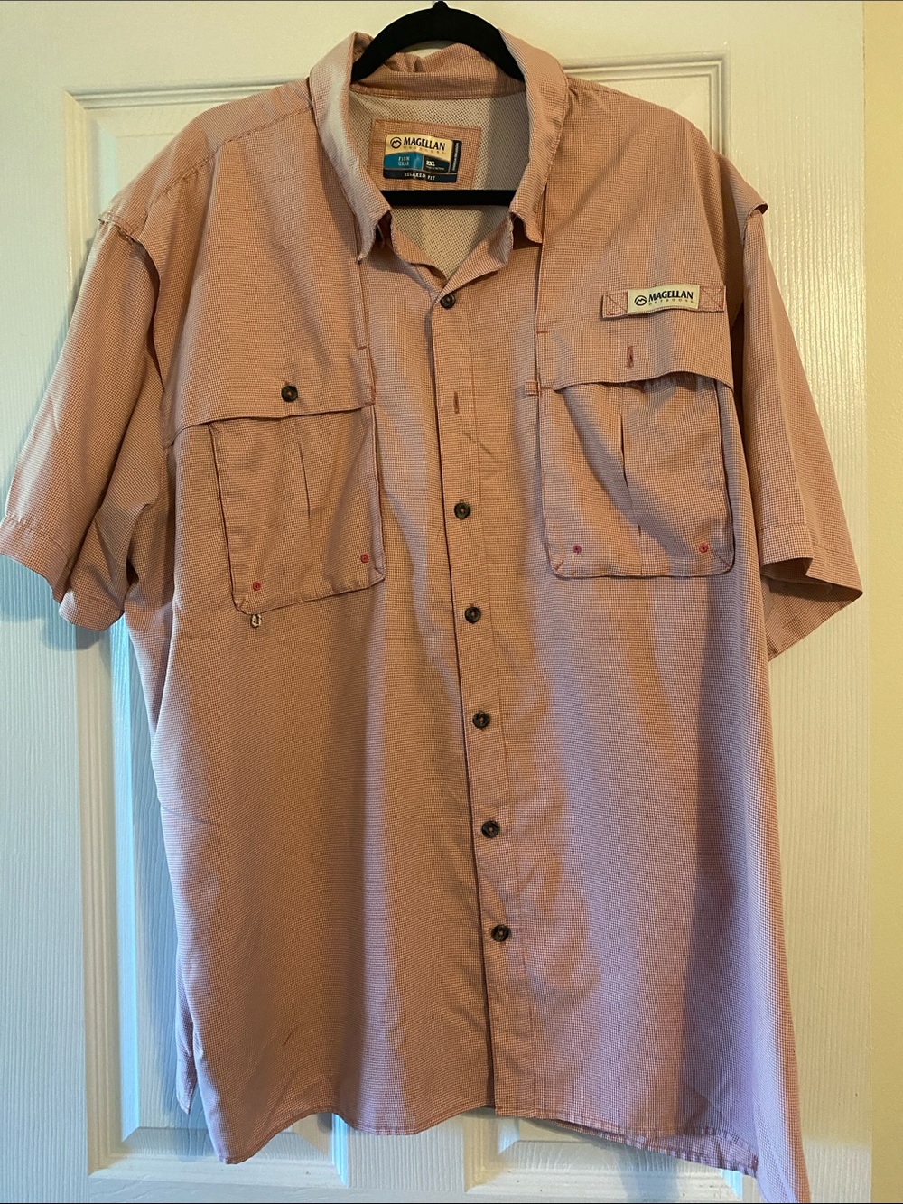 Magellan Outdoors Men’s Short Sleeve Button-Up Shirt in Mauve
